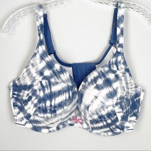 Cacique Boost Plunge bra tie-dye blue & white Size 42DD